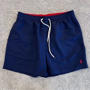 Polo Ralph Lauren Men’s XL Blue Swim Shorts Trunks Drawstring Lined Pockets Pony